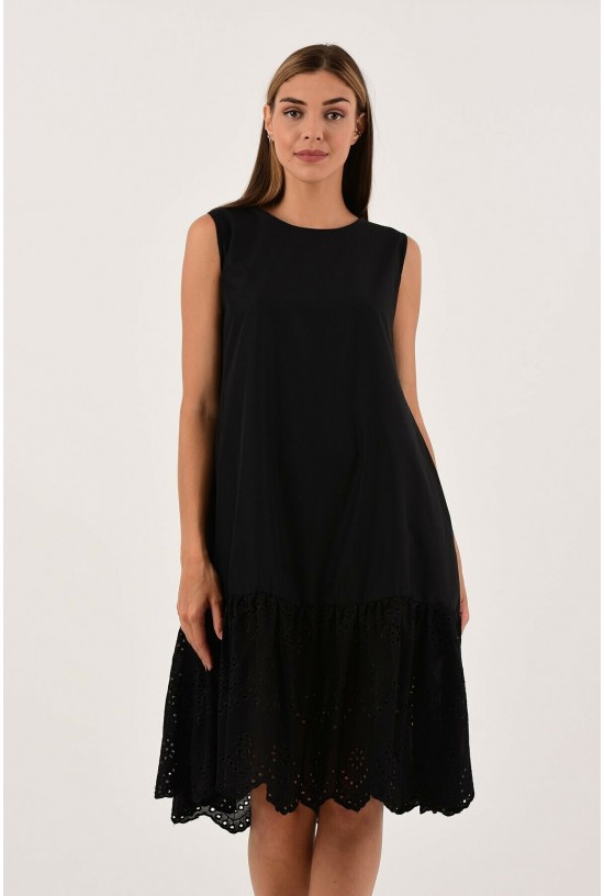 Modagusto Eteği Fistolu Siyah Elbise