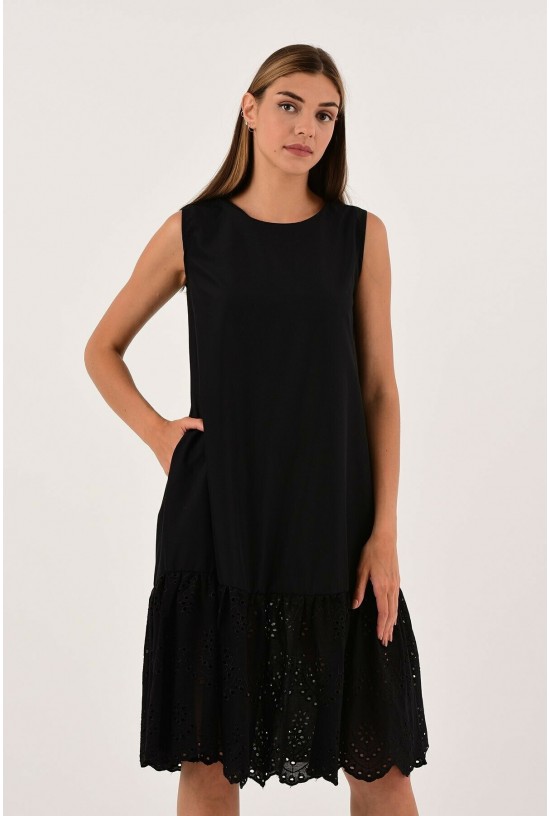 Modagusto Eteği Fistolu Siyah Elbise